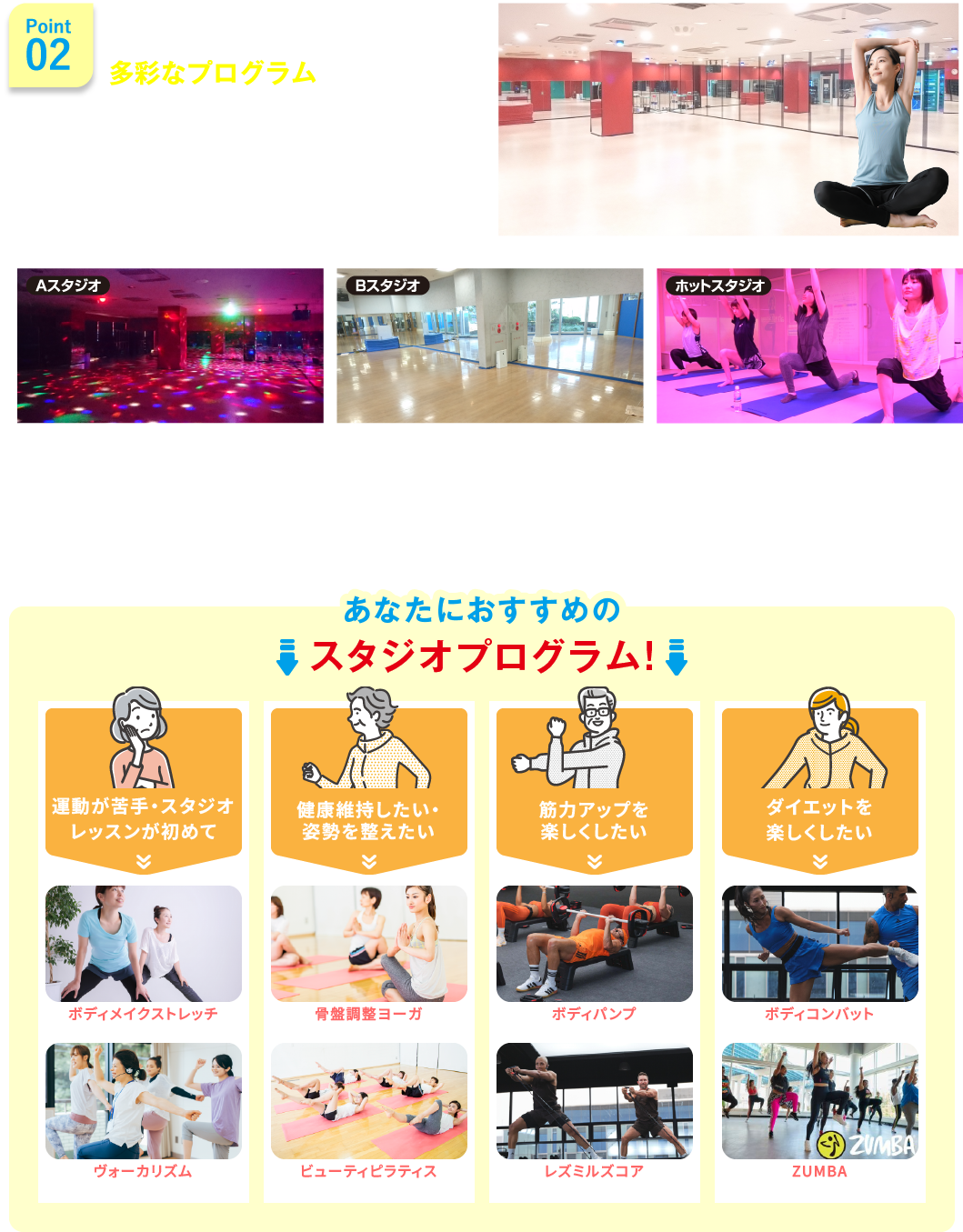 point02　3面スタジオだからできる多彩なプログラム